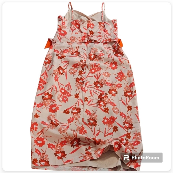 Badgley Mischka Floral Print Sweetheart Neck Sleeveless Lined Satin Midi Dress - Picture 6 of 16